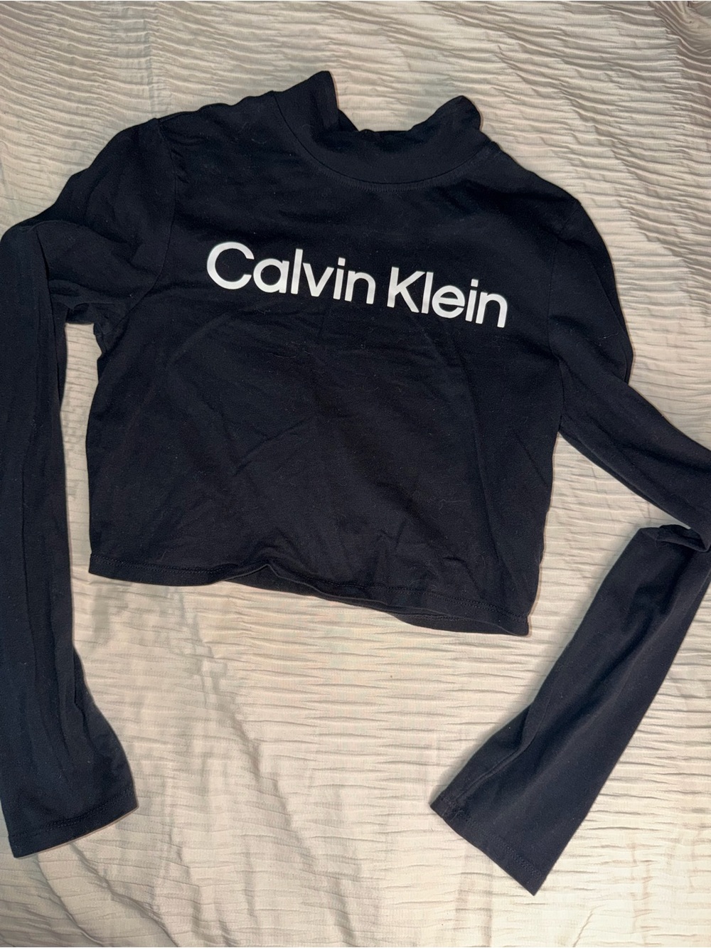 Calvin Klein Black Long-Sleeve Logo Crop Top